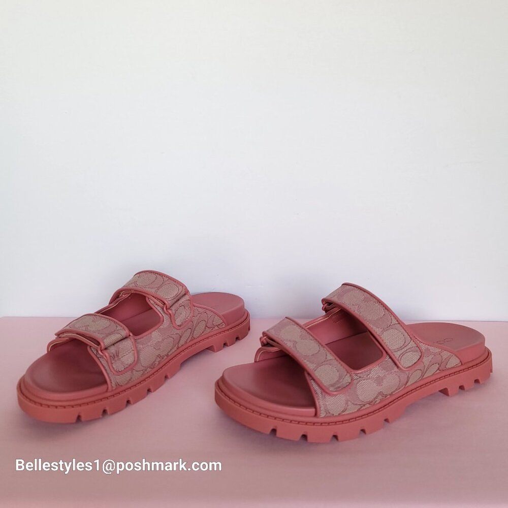 COACH Two-Band Sport Slide In Signature Jacquard- Women’s Size 9B- True Pink ⭐ - Picture 9 of 16